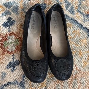Black Comfort Flats with Decorative Medallion by Clarks
